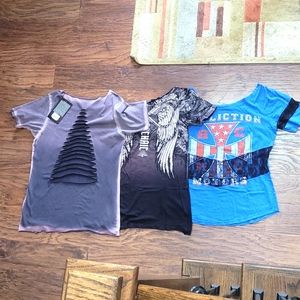 Lot of 3 Affliction tees t-shirt excellent or NWT